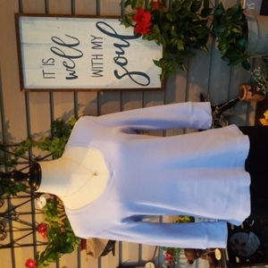 IN DEMAND ♡ Vintage Sweet Periwinkle Low Scoop V Neck Thermal 3/4 Length Top  L